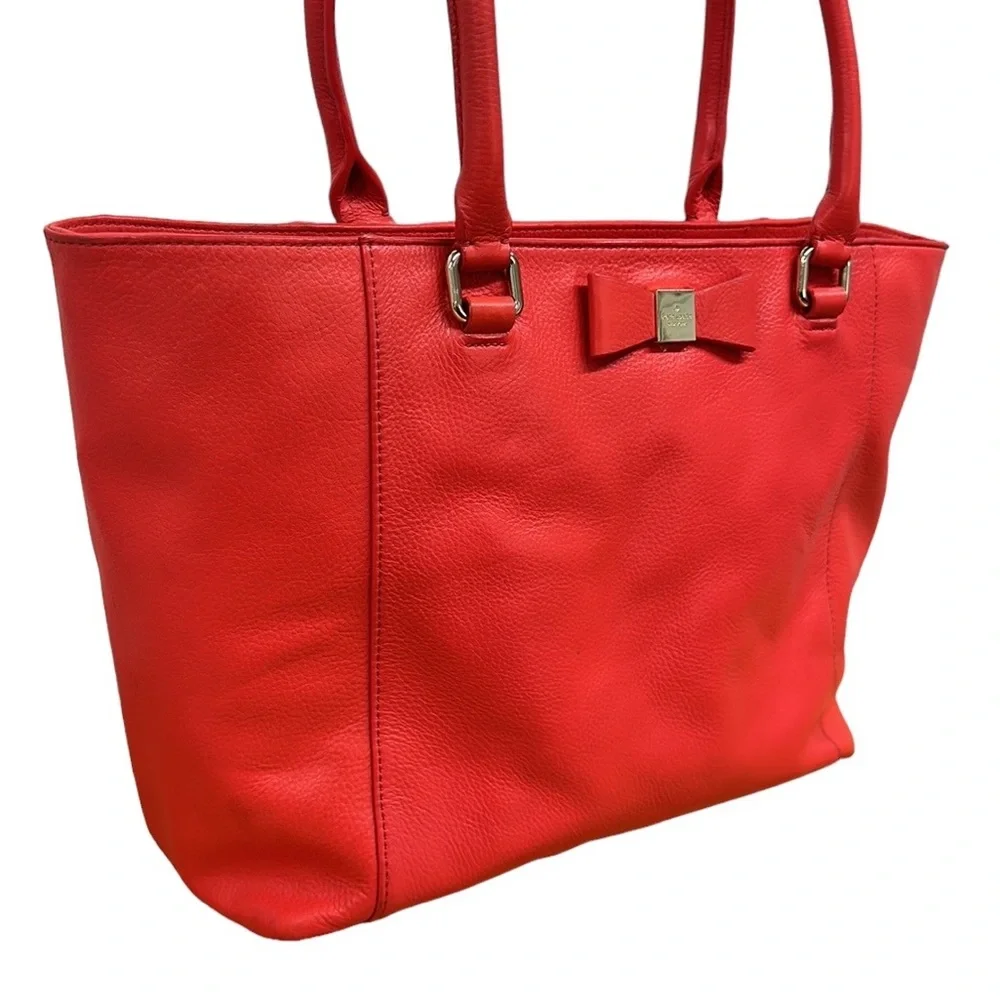 Kate Spade Pink Large Leather Tote Shoulder Bag Purse 10.25